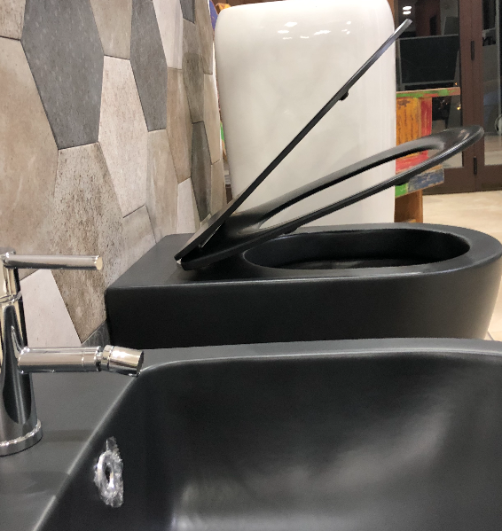 Set sanitari bagno filo muro a terra, Nero Opaco